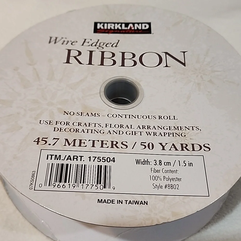3 Rolls Kirkland Wire-edged Ribbon, 1-1/2